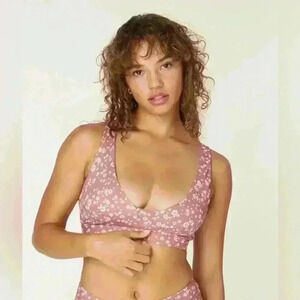 Andie Swim The Tahiti Top Eco Nylon Ditsy Floral Rose Size Medium NWT